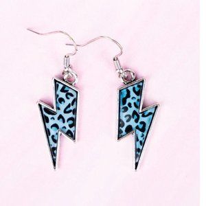 ❤️*NWT  BOUTIQUE BLUE LEOPARD GALLA LIGHTNING BOLT EARRINGS